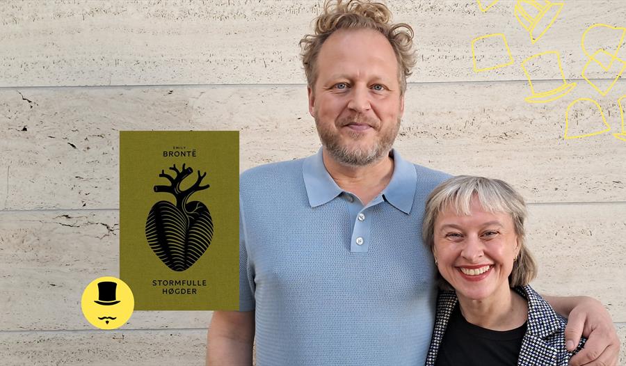 Tomas Gustafsson og Janne Stigen Drangsholt med bok av Emily Brontë