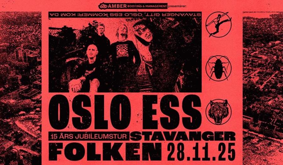 Annonse om konsert med bildet av band Oslo Ess