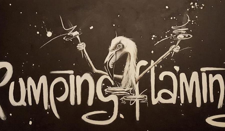 Flaming og Pumping Flamingo skrevet på