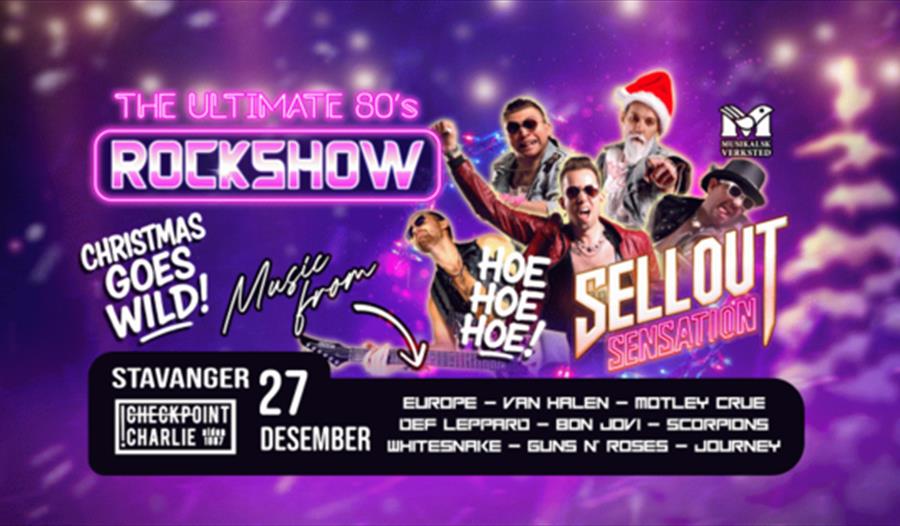 Annonse om rockshow med navner av musiker som deltar i show