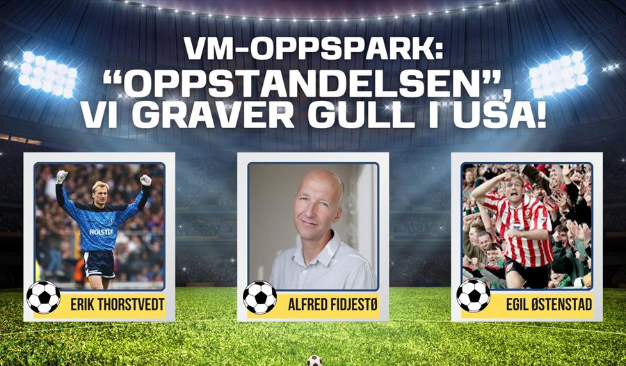Alfred Fidjestøl, Erik Thorstvedt og Egil Østenstad, med stadionet i bakgrunnen