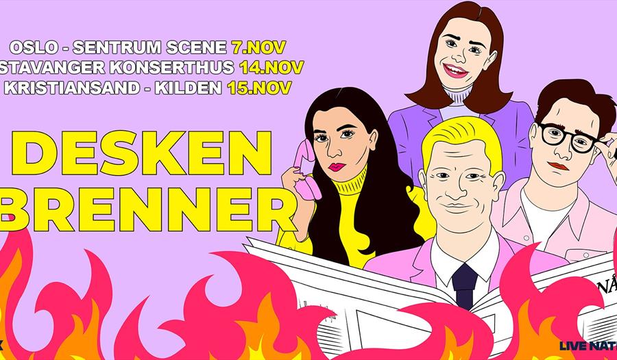 Desken Brenners deltakere som brenner i brann