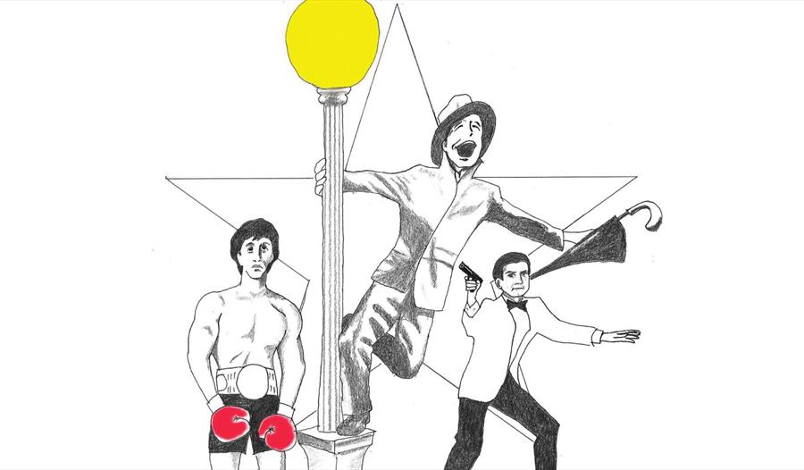 Tre mennesker nær til gatelykt