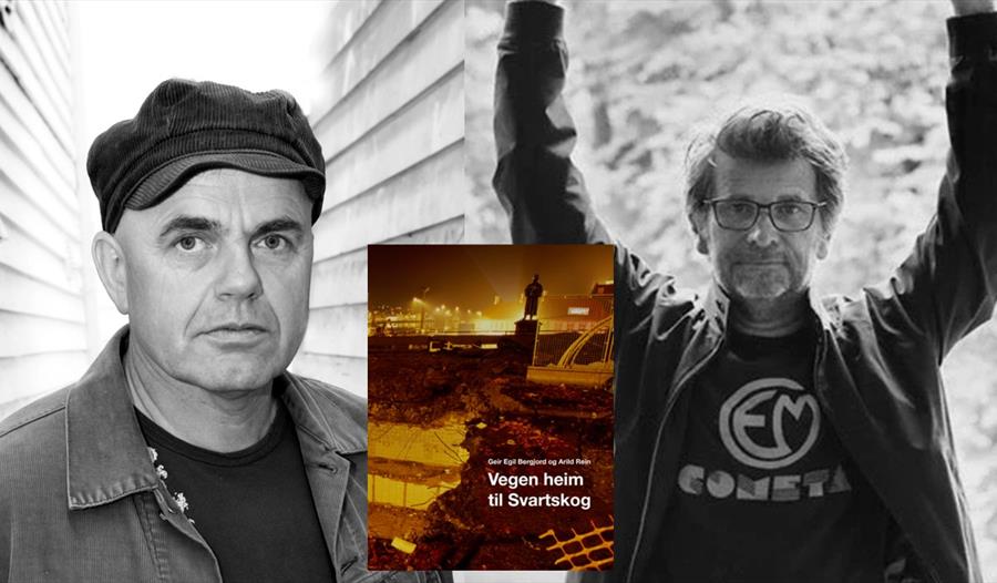 Geir Egil Bergjord og Arild Rein med bok "Vegen heim til Svartskog"