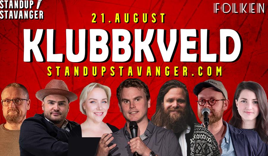 Syv komikere som deltar i klubbkveld på Folken