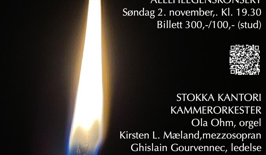 Brennende stearinlys og info om konserten