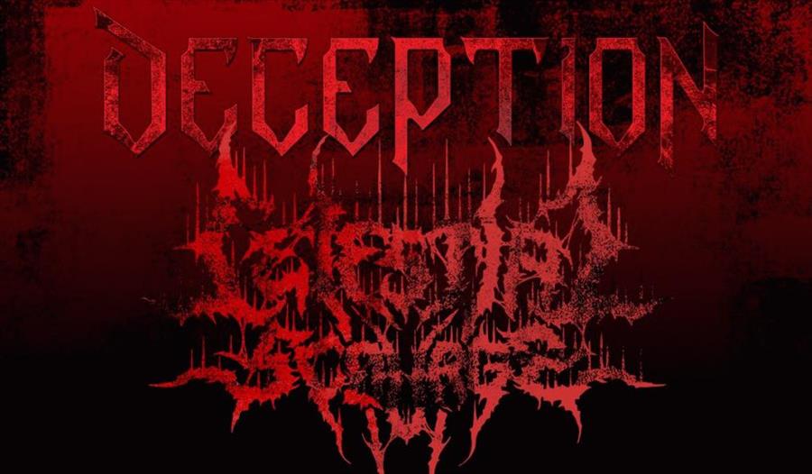 Abstrakt plakat av Deception med svart og rød bakgrunn