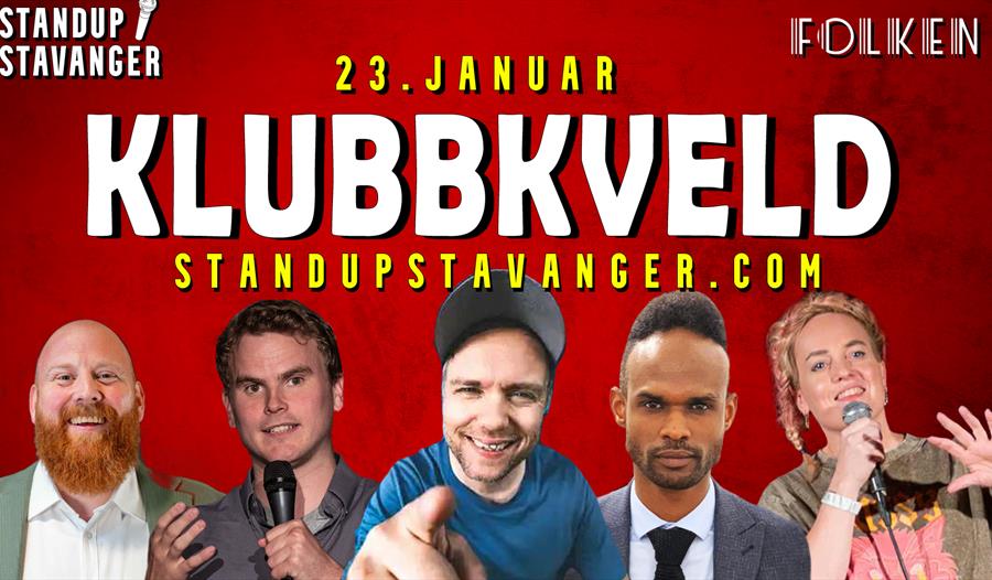 Komikere i klubbkveld 23.januar: Rune Bjerga,  Ahmed-G, Steini Kvindesland, Kathrine Knoff