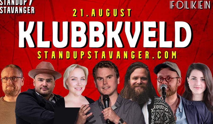 Syv komikere som deltar i klubbkveld på Folken