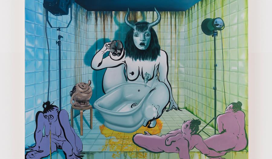 Ebecho Muslimova, Fatebe Io Stalled, 2024. Oil on canvas. 72 x 72 in. Image: Magenta Plains.
