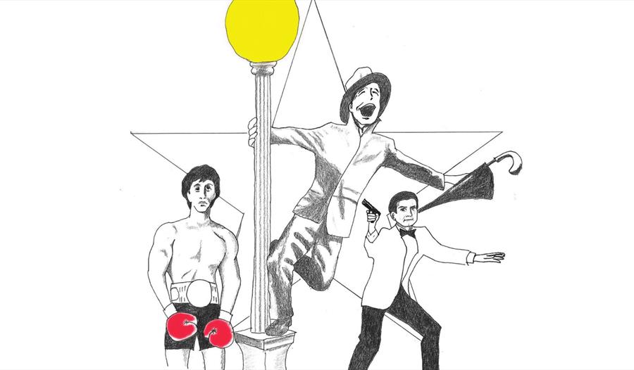 Tre mennesker nær til gatelykt