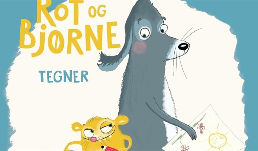 Annonse for en forestilling med tegninger av en rot og en bjørn