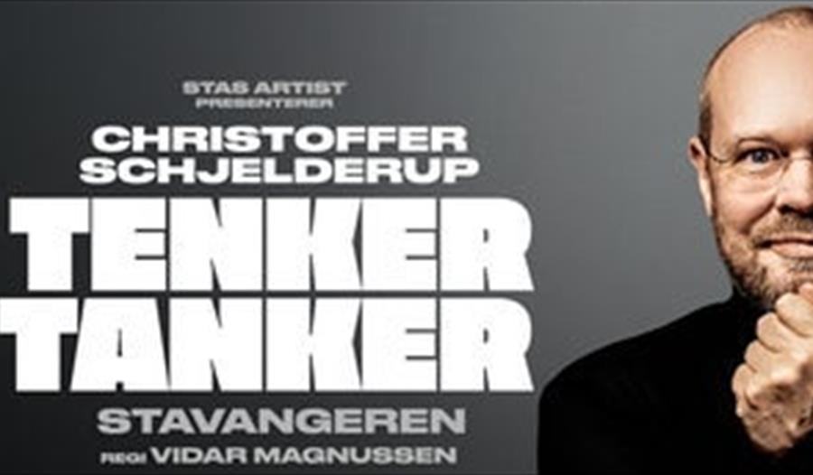 Annonse om forestilling med bildet av Christoffer Schjelderup