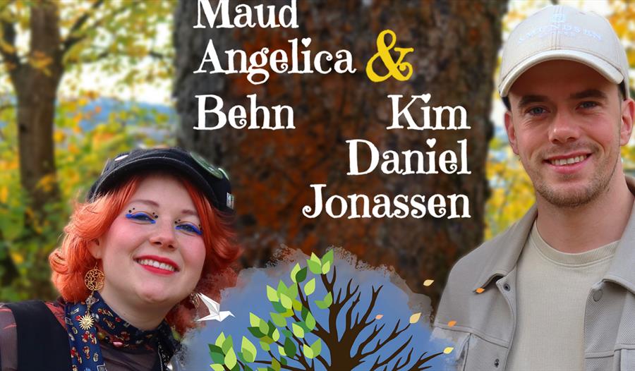 Maud Angelica Behn og Kim Daniel Jonassen på annonse om foredraget