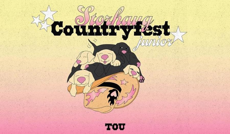 Annonse om countryfest Junior med tegnede valper