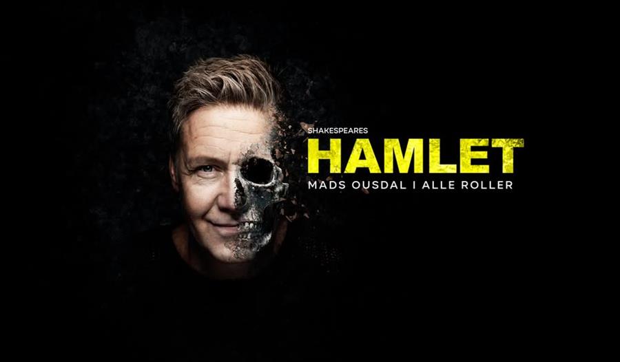 Mads Ousdal og HAMLET skrevet på svart bakgrunn