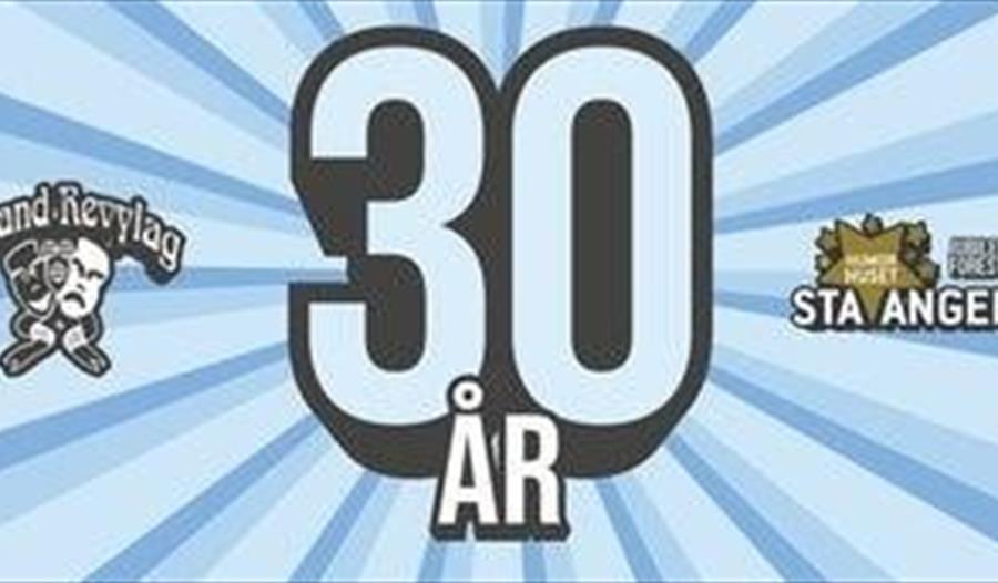 Annonse med 30 ÅR skrevet på