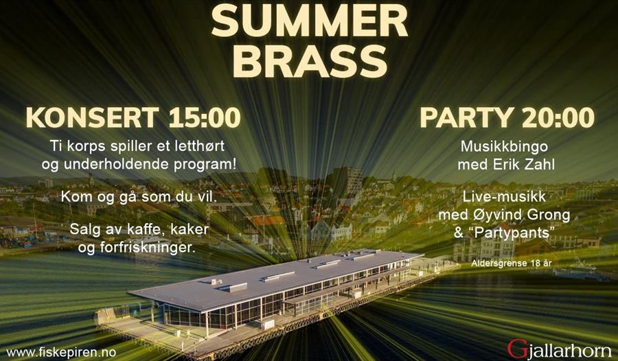 Bygning av Fiskepiren og annonse om Summer Brass