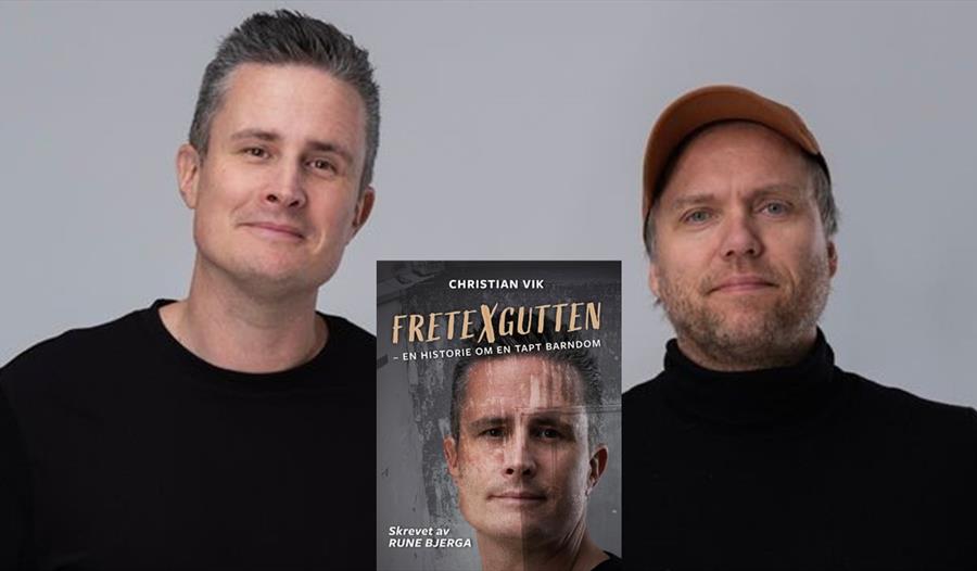 Christian Vik og Rune Bjerga med felles boka Fretexgutten