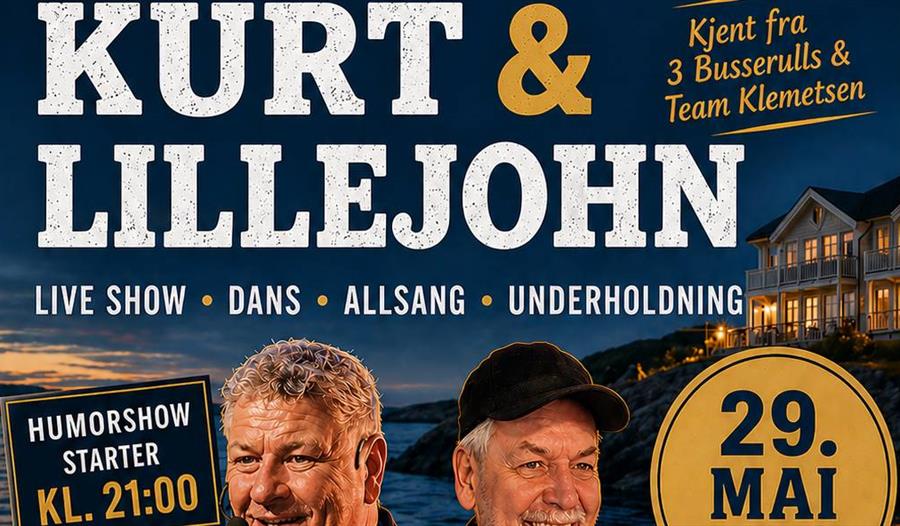 Annonse om show med bilder av Kurt og LilleJohn