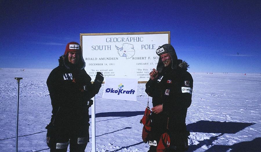 Eirik Sønneland og Rolf Bae på Sydpolen