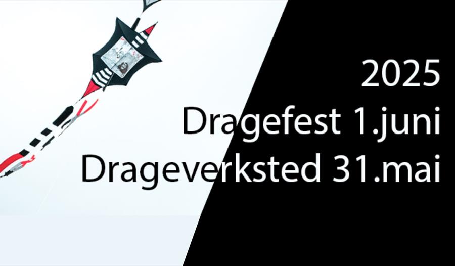 Annonse i hvit og svart farger med drage på