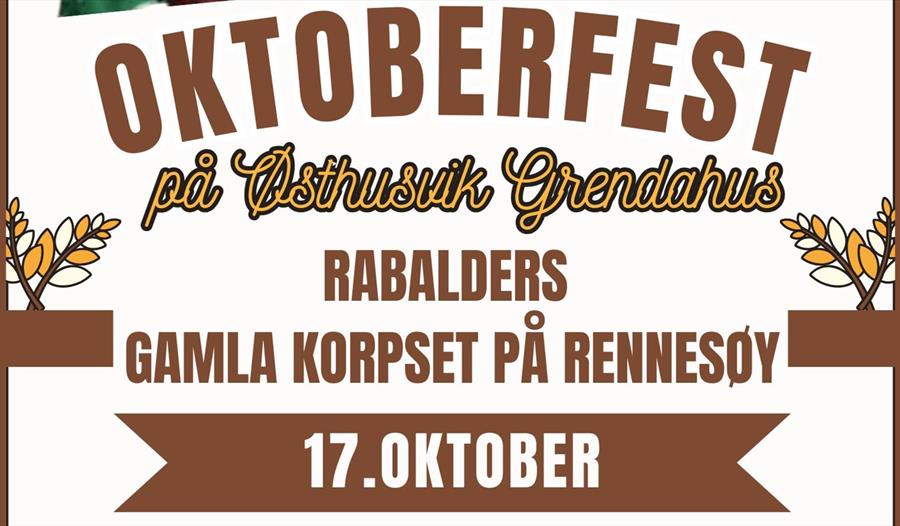 Annonse med Oktoberfest på Østhusvik Grendahus skrevet på