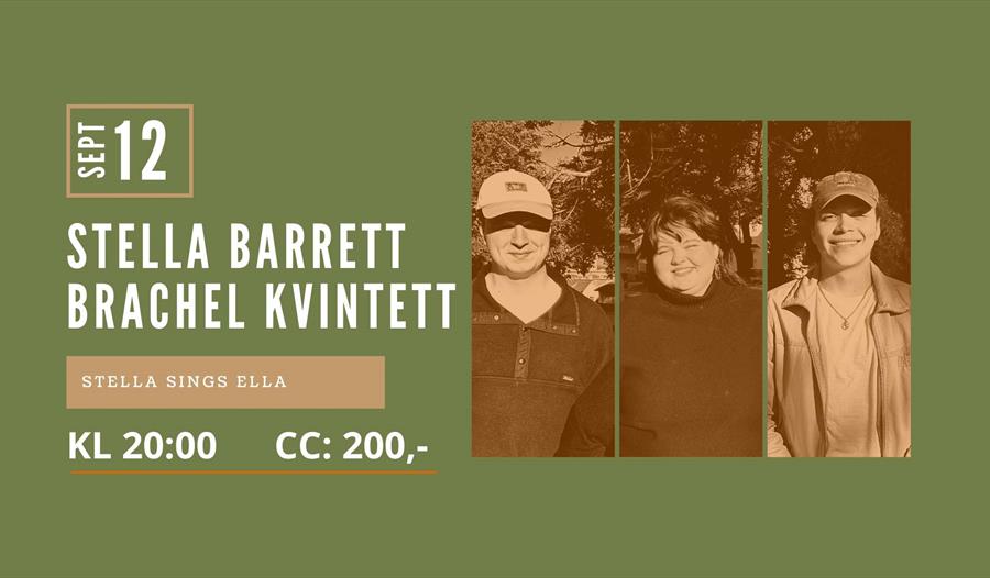 Annonse om konserten med bilder av Stella Barrett Brachel, Kristian Løberg og Joakim Jacobsson
