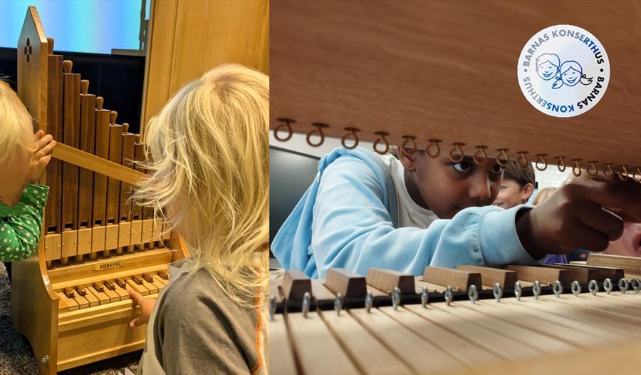 Barna deltar i et lite orgelbyggeri og en omvisning inne i det store konserthusorgelet