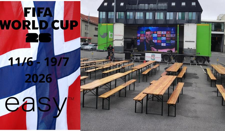 Storskjerm utendørs for en stor fotballfesten Egersund