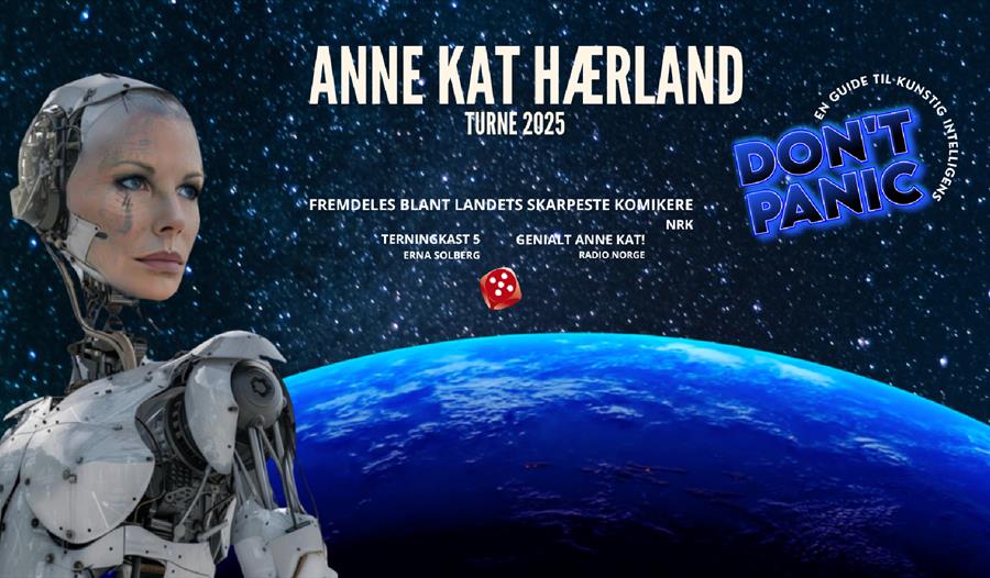 Robot med ansikt av Anna Kat Hærland og en del av jorda