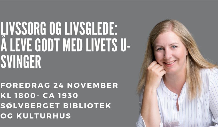 Annonse om foredrag med bildet av Janette Røseth
