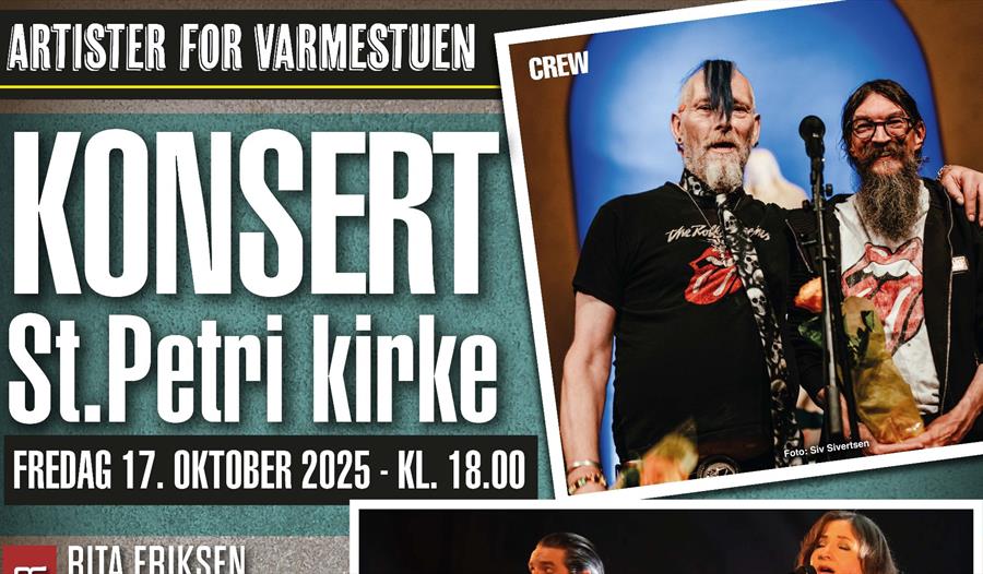Annonse om konserten med bilder av artister