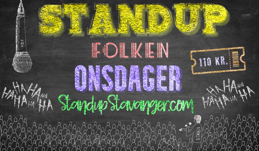 Annonse om Standup med Standup Folken Onsdager skrevet på