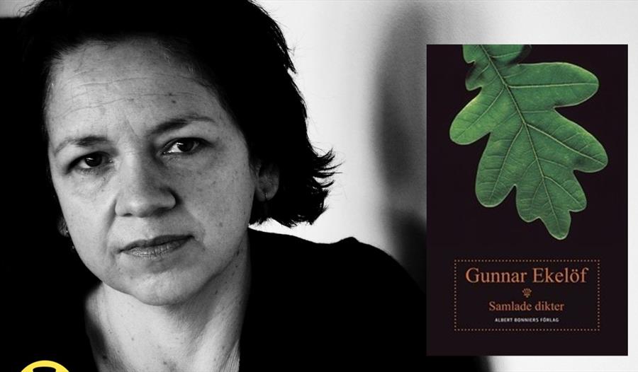 Ingrid Nielsen og bok av Gunnar Ekelöf