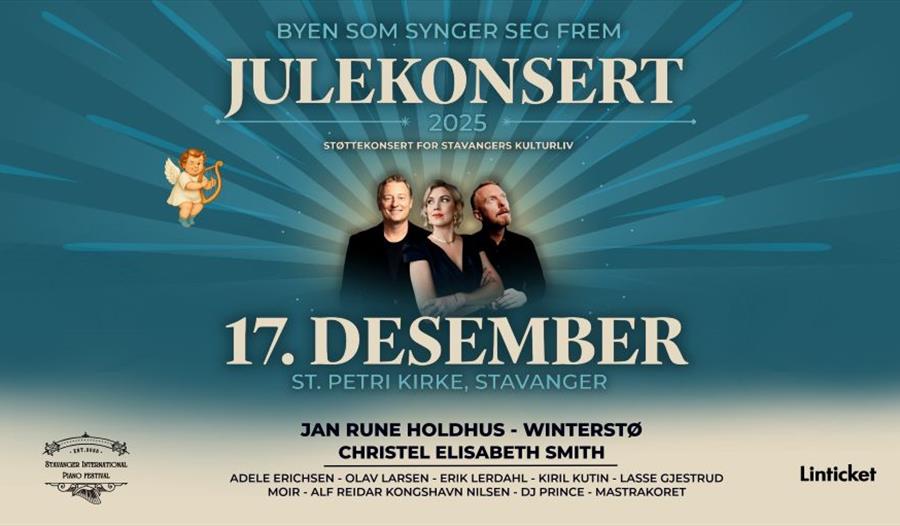 Annonse om konserten med tre utøvere - Jan Rune Holdhus ,Terje Winterstø , Cristel Elisabeth Smith