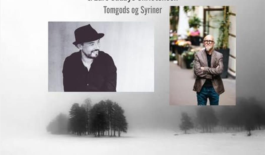 Plakat som annonserer for konsert med Steiner Raknes og Lars Saabye Christensen