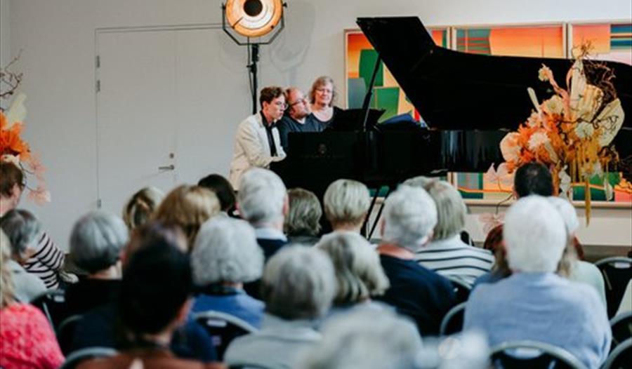 Bilde av 2 musikere som spiller på instrumenter