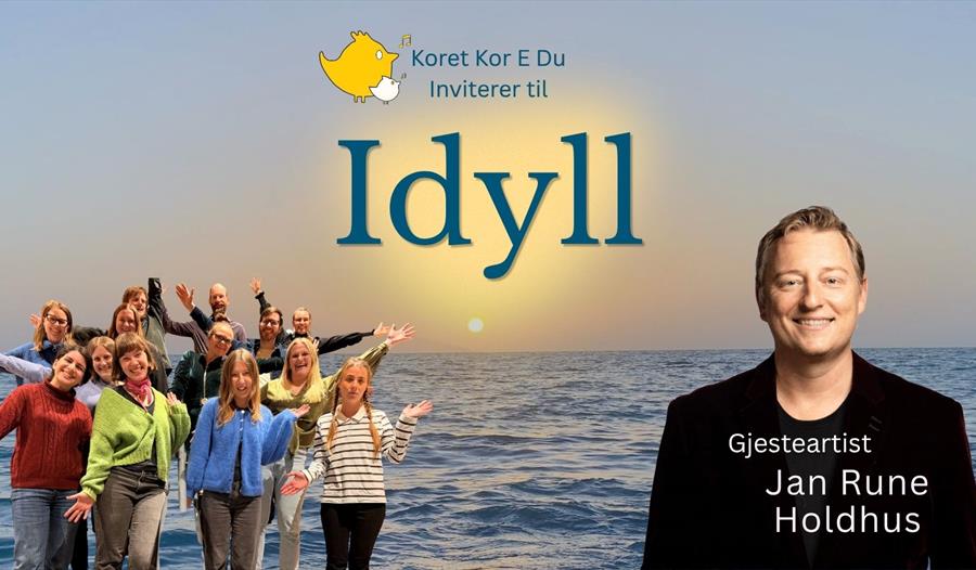 Koret Kor E Du og gjesteartist Jan Rune Holdhus med sjøen som bakgrunn