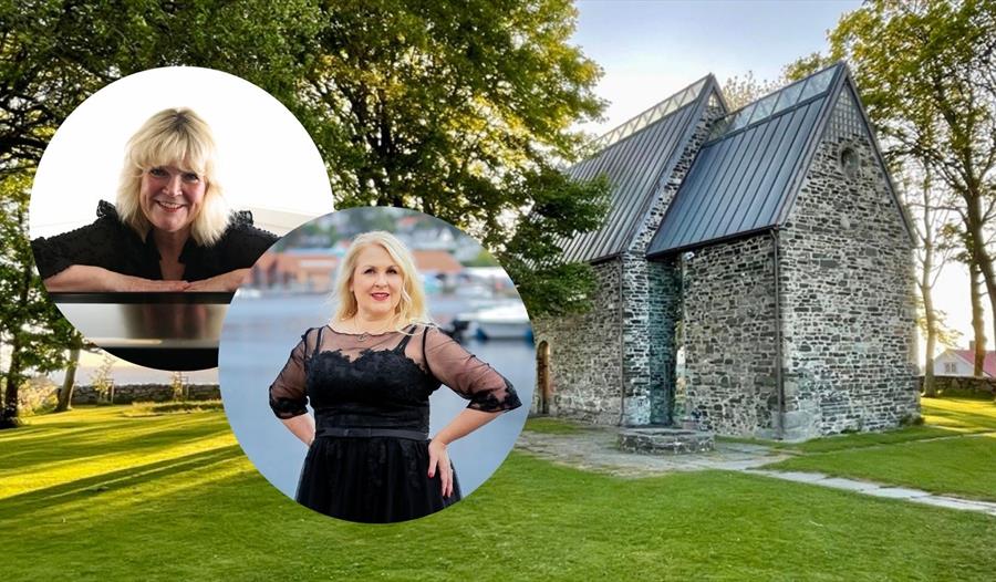 Marit Risnes med Sola ruinkyrkje som bakgrunn