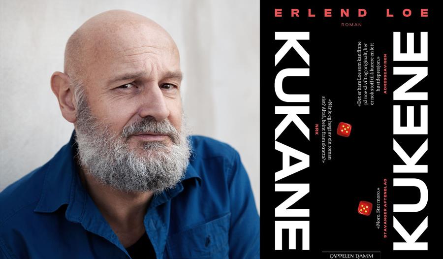 Plakat for arrangementet, avbildet forfatter og bok.