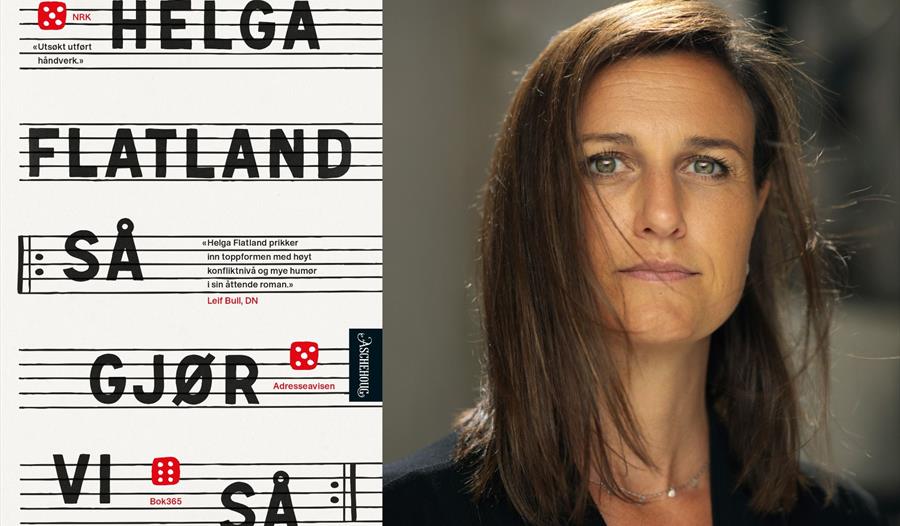 Plakat for arrangementet, avbildet forfatter og bok.