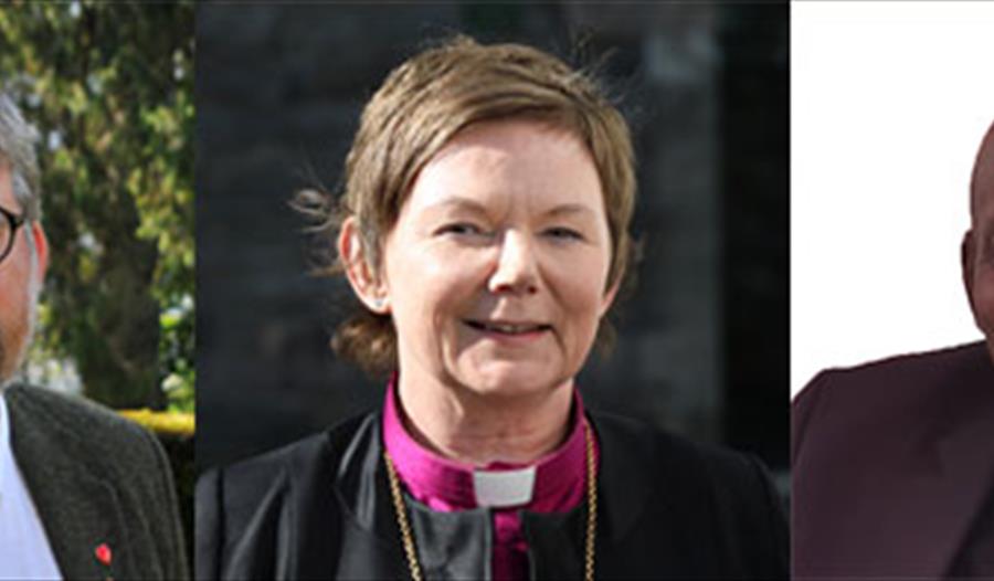 Professor (t.v.) Jørn Øyrehagen Sunde, Bishop Emmanuel Bernardino Lowi, Catholic Diocese of Torit, South Sudan and Bishop of Bjørgvin Ragnhild Jepsen