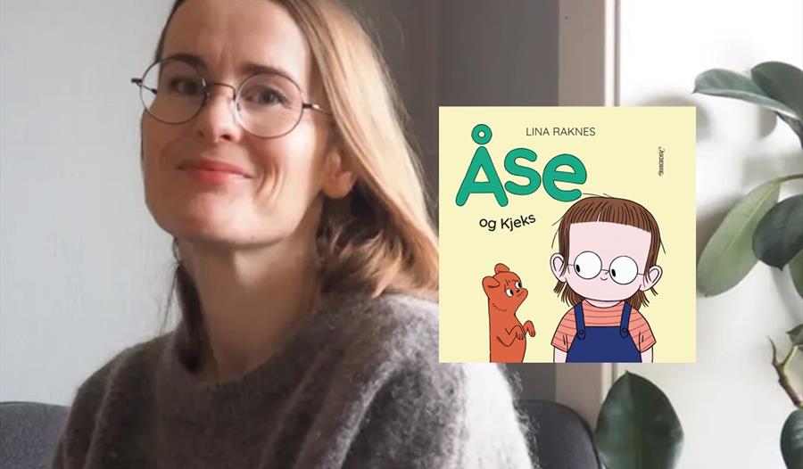 Lina Raknes med hennes bok "Åse og Kjeks"