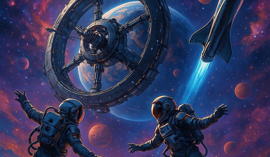 illustration of people in space