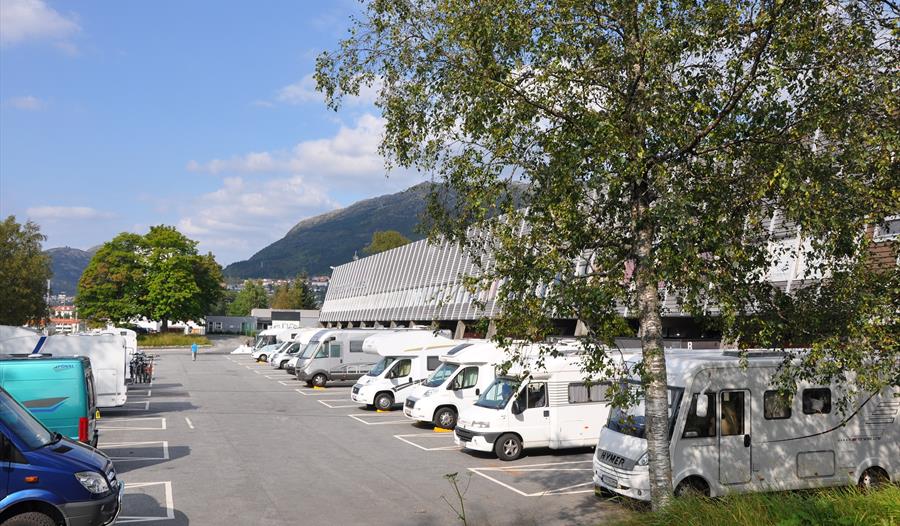 Campervan parking at Bergenshallen