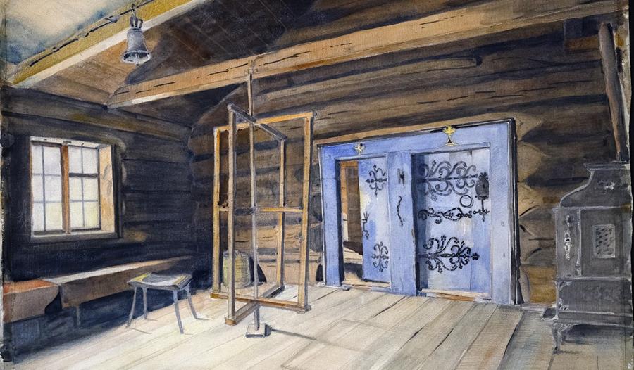 Akvarell av arkitekt Georg Fr. Fasting