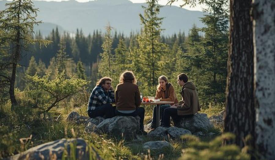 Nyt en lokal lunsj med nybrygget kaffe i byfjellene i Bergen.