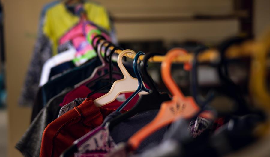 Clothing hanging on a rack