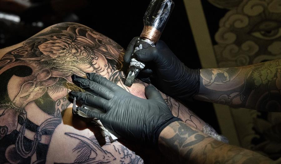 Person getting a tattoo